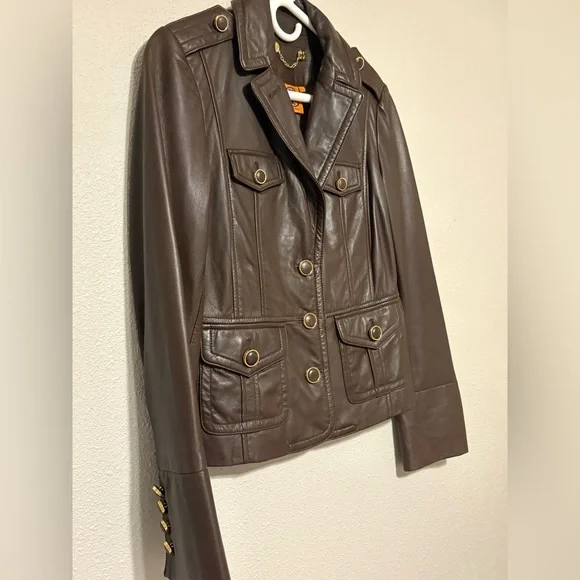 Tory Burch Dark Brown Leather Jacket - Picture 3 of 11